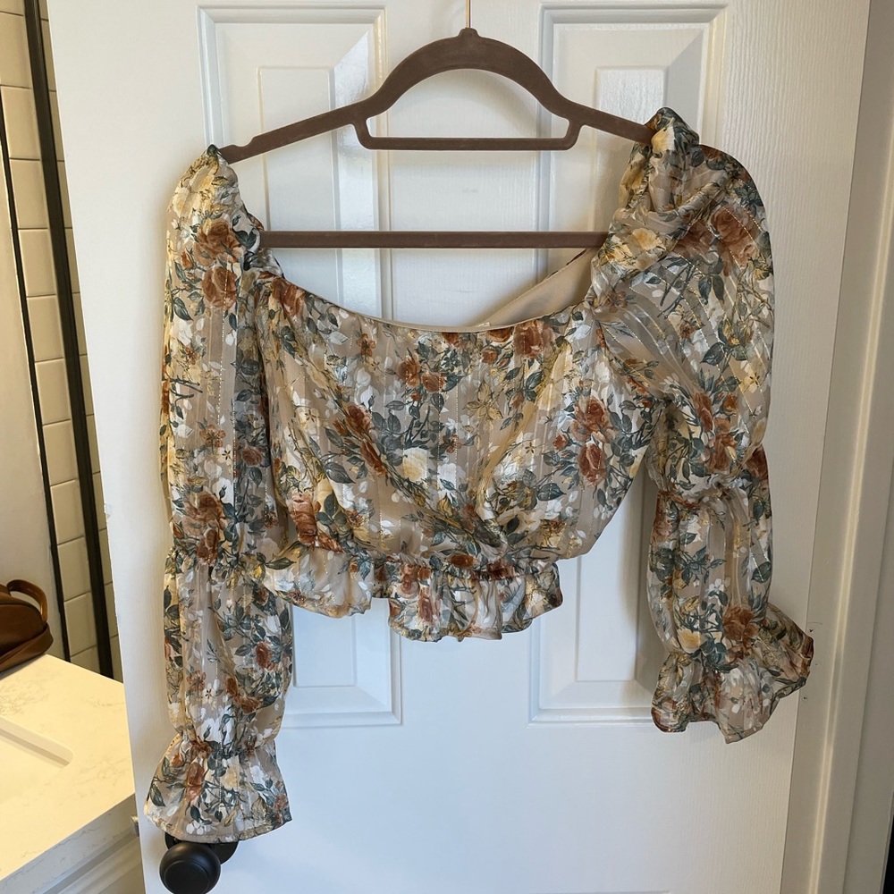 Floral gold crop top